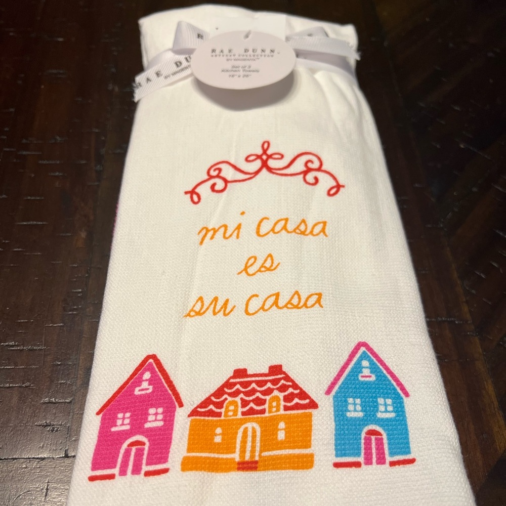 Rae Dunn “Mi Casa es Su Casa” Colorful Kitchen Towels Set of 3